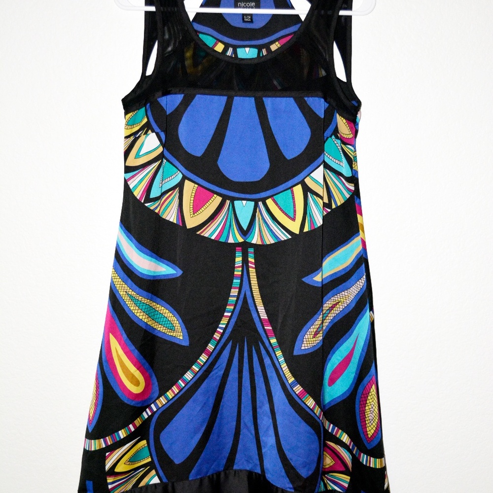Abstract Floral Print Tunic Dress - Size Small